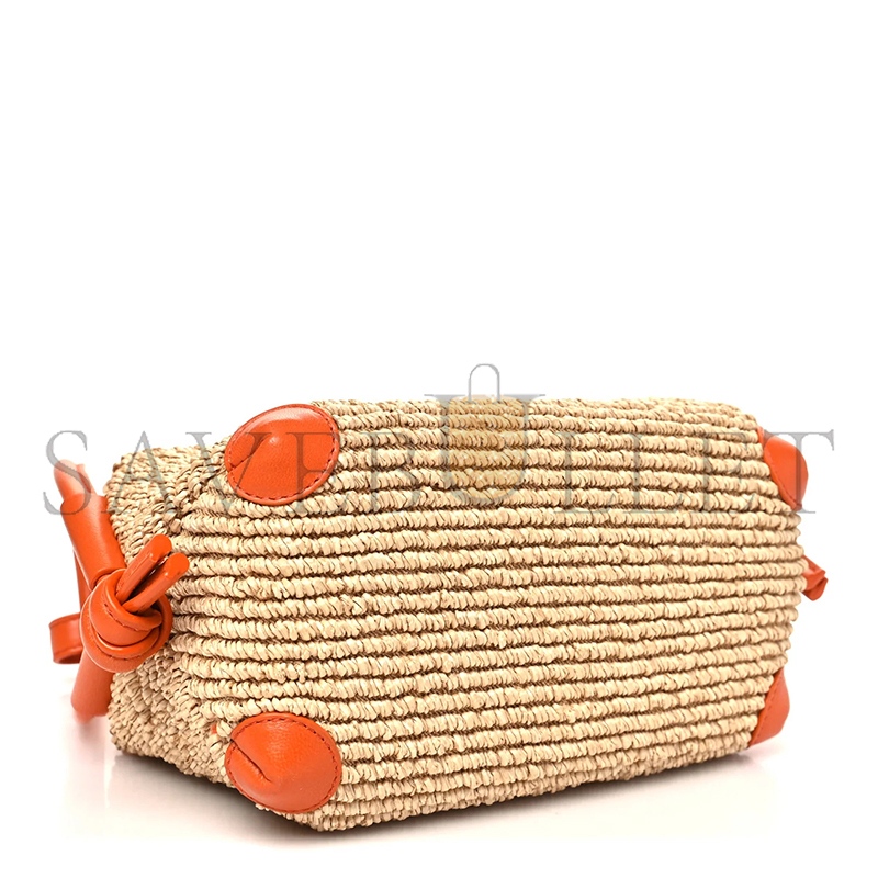 BOTTEGA VENETA RAFFIA CALFSKIN LOOP TOP HANDLE 796615 (19*12*9cm)